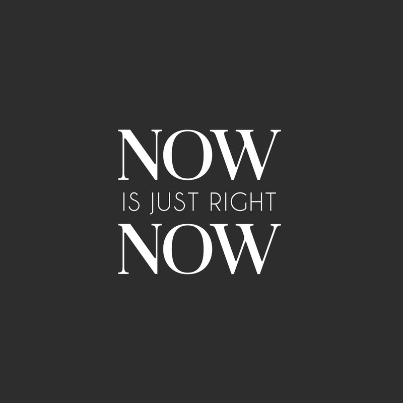 Vinyl Wall Art Decal - Now Is Just Right Now - 18" x 20" - Modern Inspirational Optimistic Quote Sticker For Home Office Bedroom Closet Living Room Decor 1