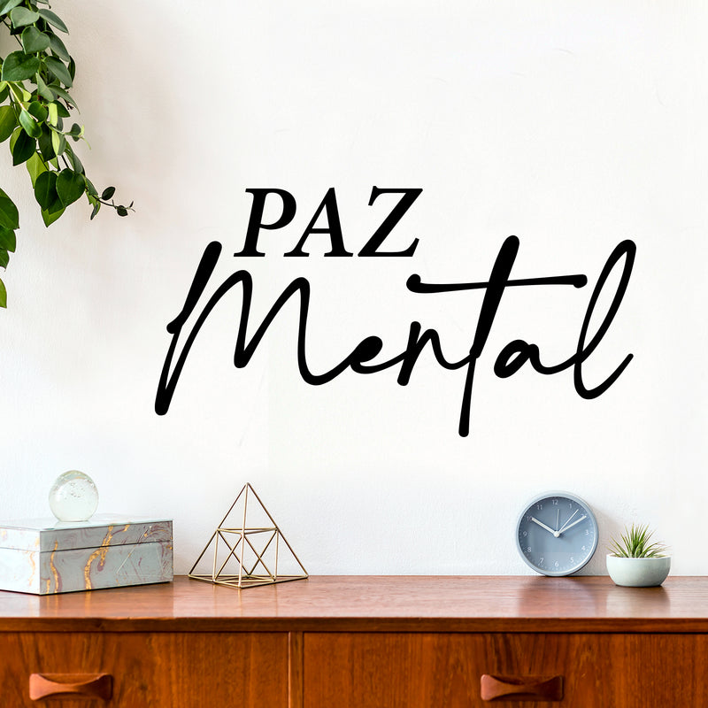 Vinyl Wall Art Decal - Paz Mental / Mental Peace - Motivating Lovely Self Esteem Spanish Quote Sticker For Home Bedroom Closet Living Room Therapist Office Coffee Shop Decor 2