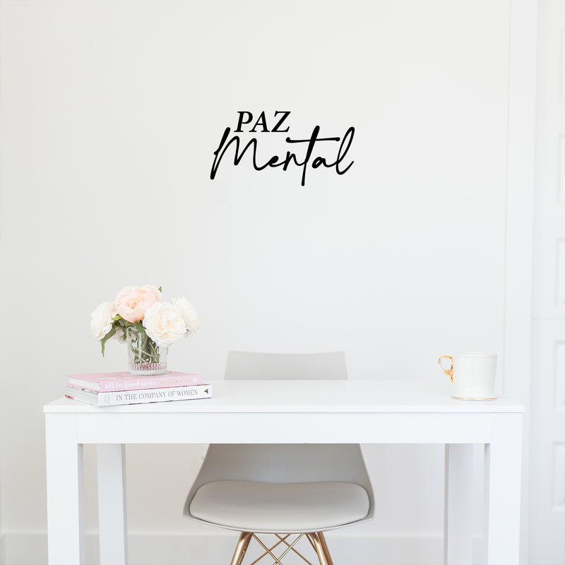 Vinyl Wall Art Decal - Paz Mental / Mental Peace - Motivating Lovely Self Esteem Spanish Quote Sticker For Home Bedroom Closet Living Room Therapist Office Coffee Shop Decor 3