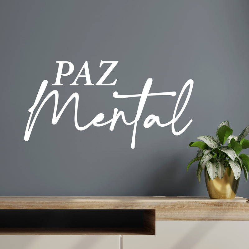 Vinyl Wall Art Decal - Paz Mental / Mental Peace - 6" x 12"-  Motivating Lovely Self Esteem Spanish Quote Sticker For Home Bedroom Closet Living Room Therapist Office Coffee Shop Decor 2