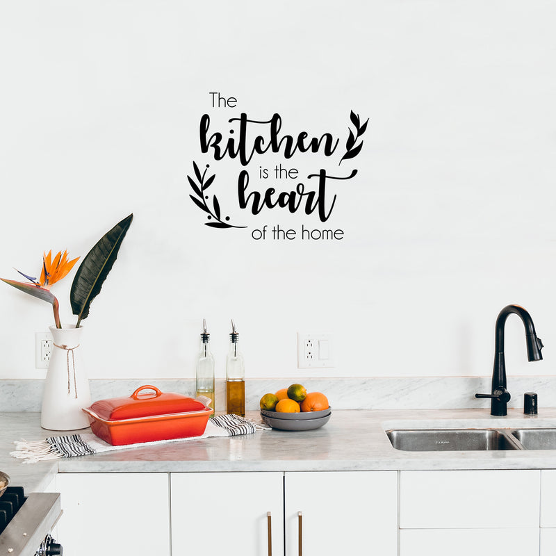 Vinyl Wall Art Decal - The Kitchen Is The Heart Of The Home - 20" x 25" - Modern Funny Food Lovers Quote Sticker For Home Dining Room Kitchen Coffee Shop Restaurant Storefront Deco 2