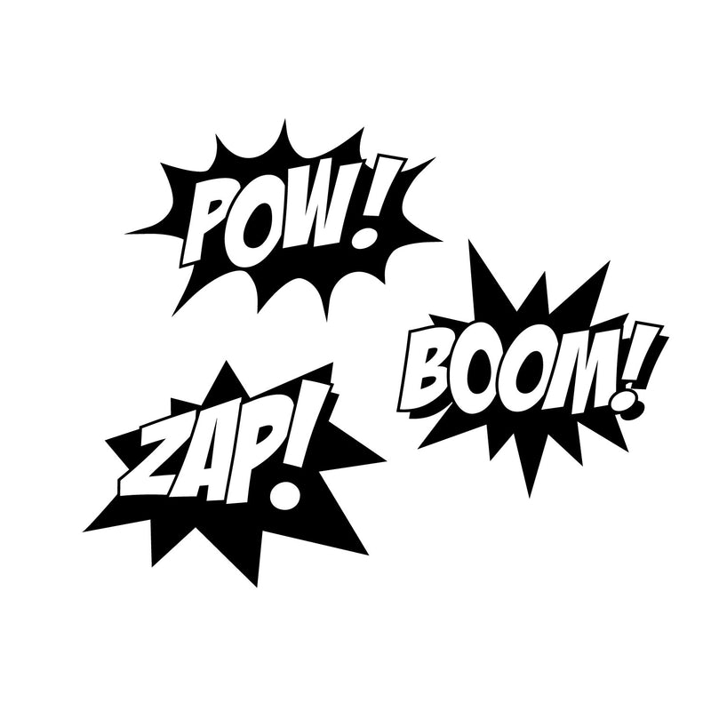 Vinyl Wall Art Decal - Boom Zap Pow - Trendy Inspirational Superhero Funny Quote Sticker For Home Bedroom Comic Book Kids Room Classroom School Playroom Decor 1