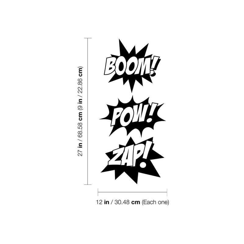 Vinyl Wall Art Decal - Boom Zap Pow - 12" x 27" - Trendy Inspirational Superhero Funny Quote Sticker For Home Bedroom Comic Book Kids Room Classroom School Playroom Decor 4