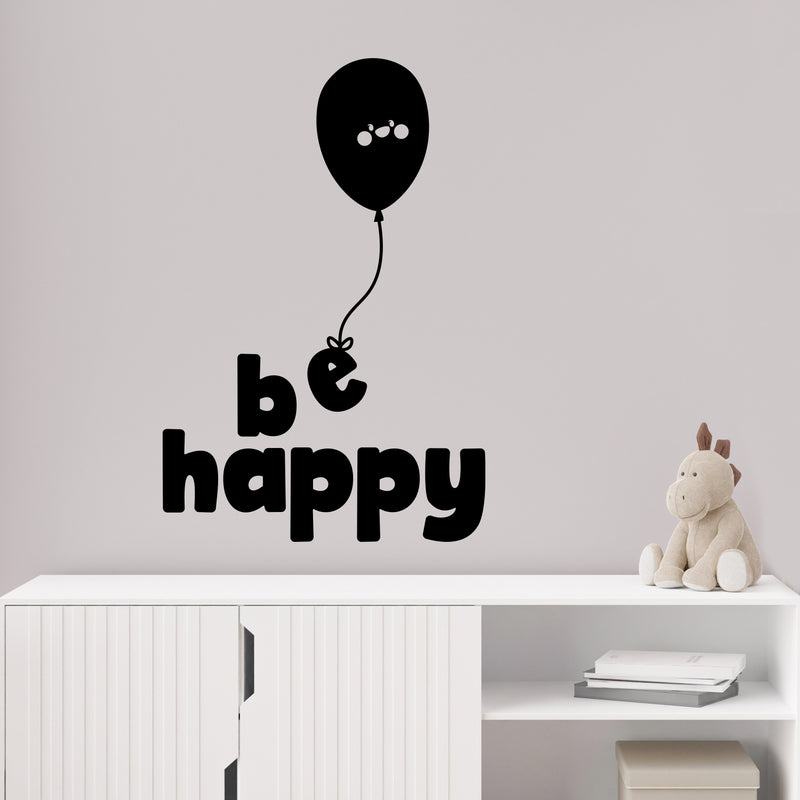 Vinyl Wall Art Decal - Be Happy - Modern Inspirational Cute Quote Positive Sticker For Home Bedroom Apartment Kids Room Playroom Work Office Decor 2