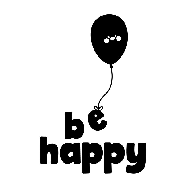 Vinyl Wall Art Decal - Be Happy - 21" x 14" - Modern Inspirational Cute Design Balloon Sticker For Children Bedroom Home Baby Nursery Daycare Kids Room Decor 1