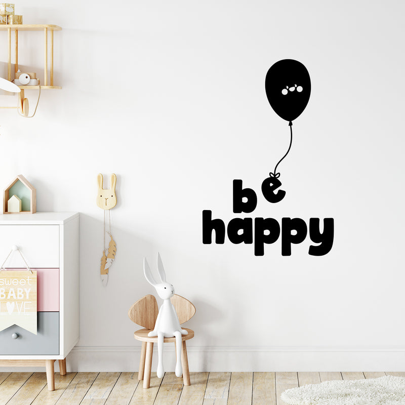 Vinyl Wall Art Decal - Be Happy - Modern Inspirational Cute Quote Positive Sticker For Home Bedroom Apartment Kids Room Playroom Work Office Decor 3