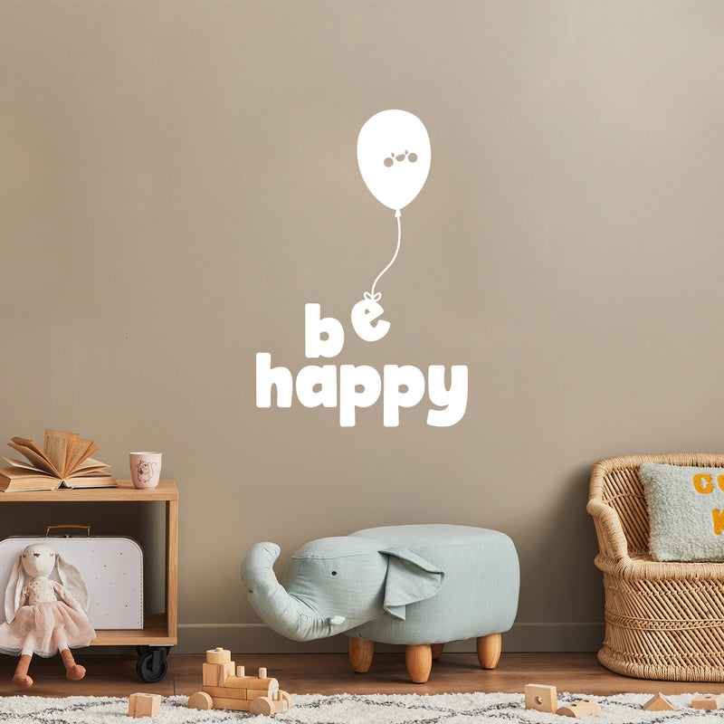 Vinyl Wall Art Decal - Be Happy - 21" x 14" - Modern Inspirational Cute Design Balloon Sticker For Children Bedroom Home Baby Nursery Daycare Kids Room Decor 3