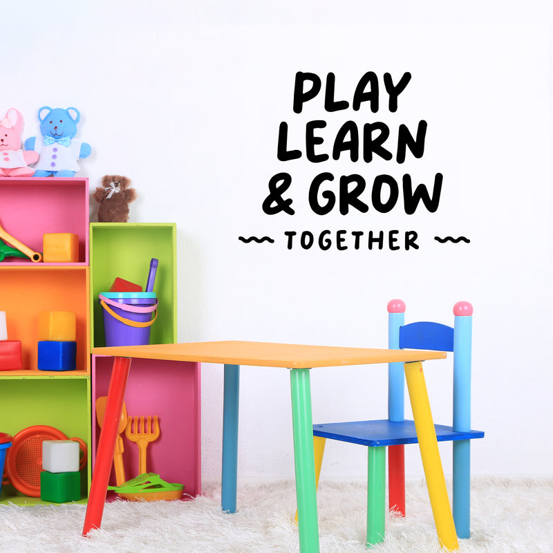 Vinyl Wall Art Decal - Play Learn And Grow Together - Modern Inspirational Cute Design Sticker For Children Bedroom Home Baby Nursery Daycare Kids Room Decor 3