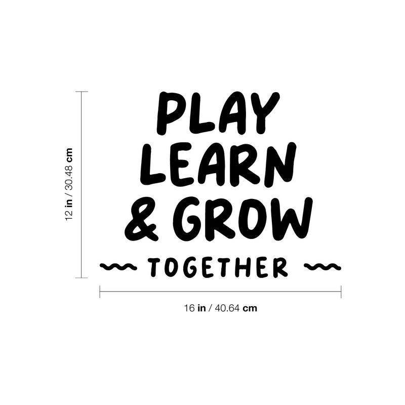 Vinyl Wall Art Decal - Play Learn And Grow Together - 12" x 16" - Modern Inspirational Cute Design Sticker For Children Bedroom Home Baby Nursery Daycare Kids Room Decor 4