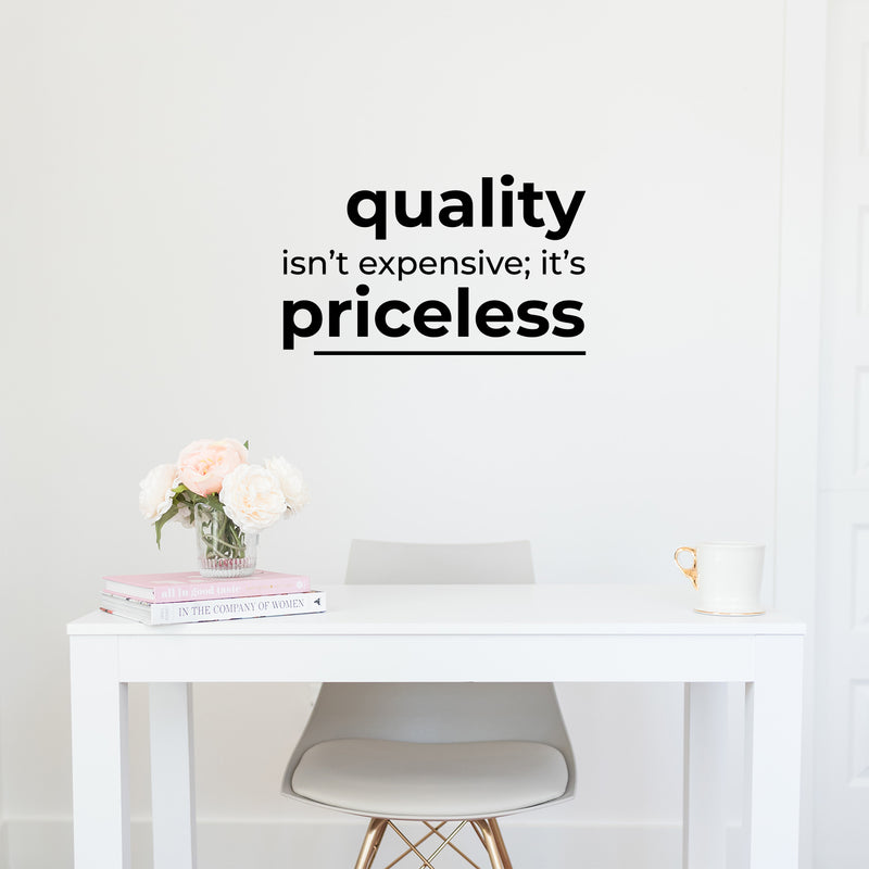 Vinyl Wall Art Decal - Quality Isn't Expensive It's Priceless - Trendy Motivating Positive Healthy Quote Sticker For Home Office School Classroom Gym Fitness Lifestyle Decor 3