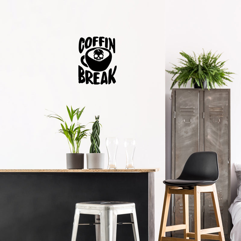 Vinyl Wall Art Decal - Coffin Break - 20" x 16" - Modern Inspirational Fun Caffeine Lovers Quote Mug Design Sticker For Home Office Kitchen Coffee Shop Restaurant Decor 2