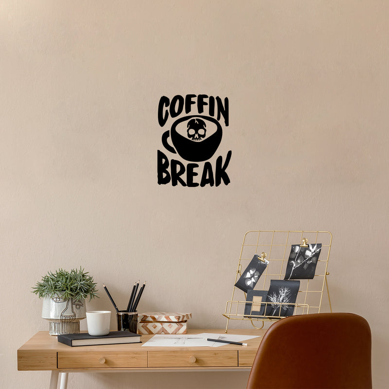 Vinyl Wall Art Decal - Coffin Break - 20" x 16" - Modern Inspirational Fun Caffeine Lovers Quote Mug Design Sticker For Home Office Kitchen Coffee Shop Restaurant Decor 3