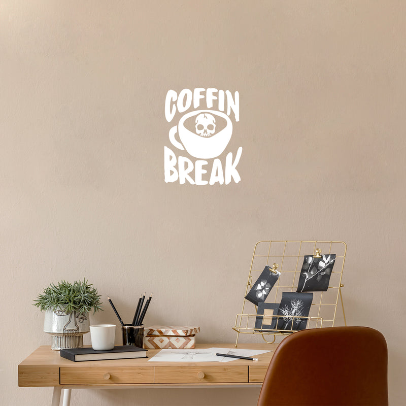 Vinyl Wall Art Decal - Coffin Break - 20" x 16" - Modern Inspirational Fun Caffeine Lovers Quote Mug Design Sticker For Home Office Kitchen Coffee Shop Restaurant Decor 3