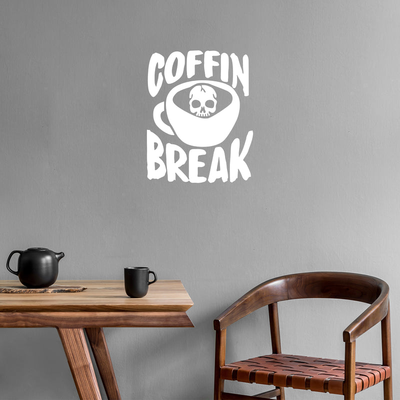 Vinyl Wall Art Decal - Coffin Break - 20" x 16" - Modern Inspirational Fun Caffeine Lovers Quote Mug Design Sticker For Home Office Kitchen Coffee Shop Restaurant Decor 2