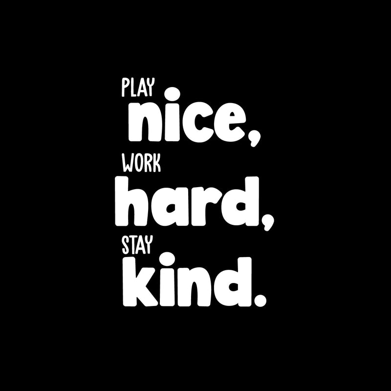 Vinyl Wall Art Decal - Play Nice Work Hard Stay Kind - 16" x 11" - Modern Inspirational Cute Design Sticker For Children Bedroom Home Baby Nursery Daycare Kids Room Decor 1