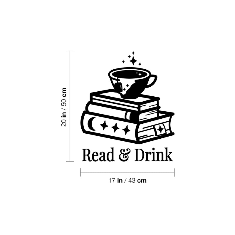 Vinyl Wall Art Decal - Read And Drink - 20" x 17" - Modern Inspirational Caffeine Lovers Quote Book Mug Design Sticker For Home Office Kitchen Coffee Shop Restaurant Decor 4