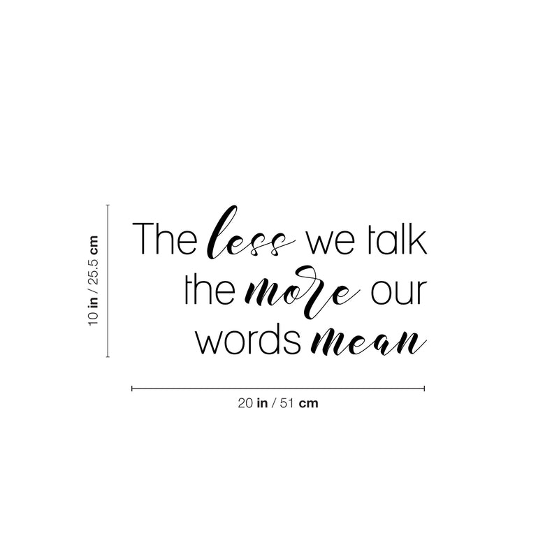 Vinyl Wall Art Decal - The Less We Talk The More Our Words Mean - 10" x 20" - Motivating Positive Good Vibes Quote Sticker For Home Living Room School Classroom Office Coffee Shop Decor 4