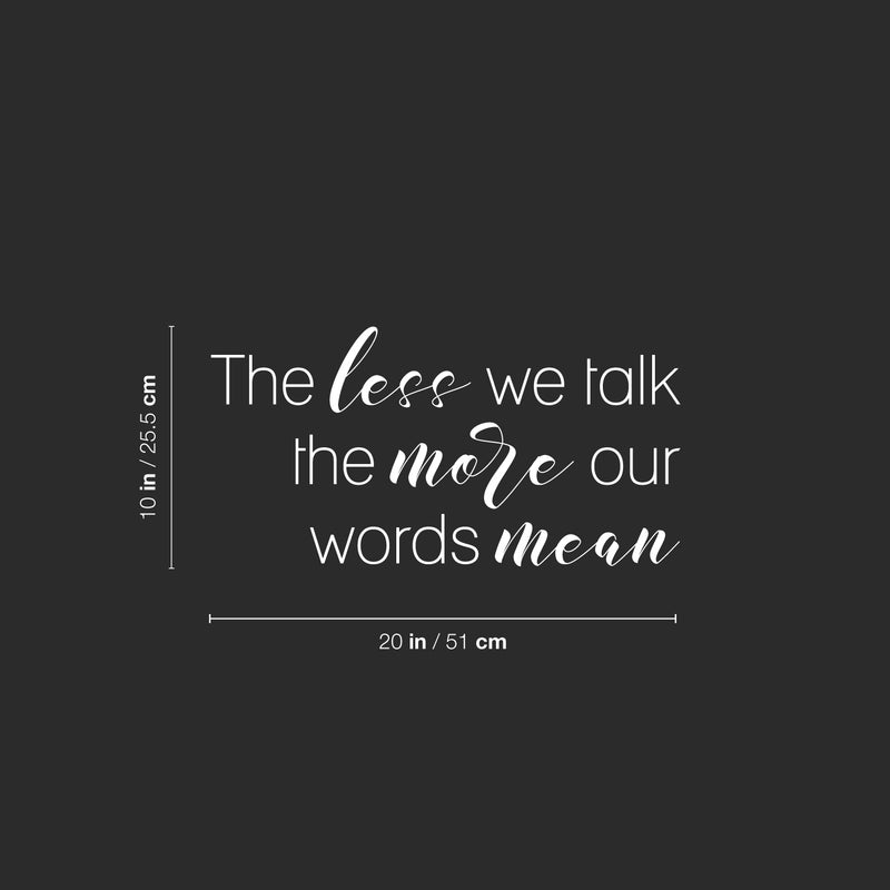 Vinyl Wall Art Decal - The Less We Talk The More Our Words Mean - 10" x 20" - Motivating Positive Good Vibes Quote Sticker For Home Living Room School Classroom Office Coffee Shop Decor 4