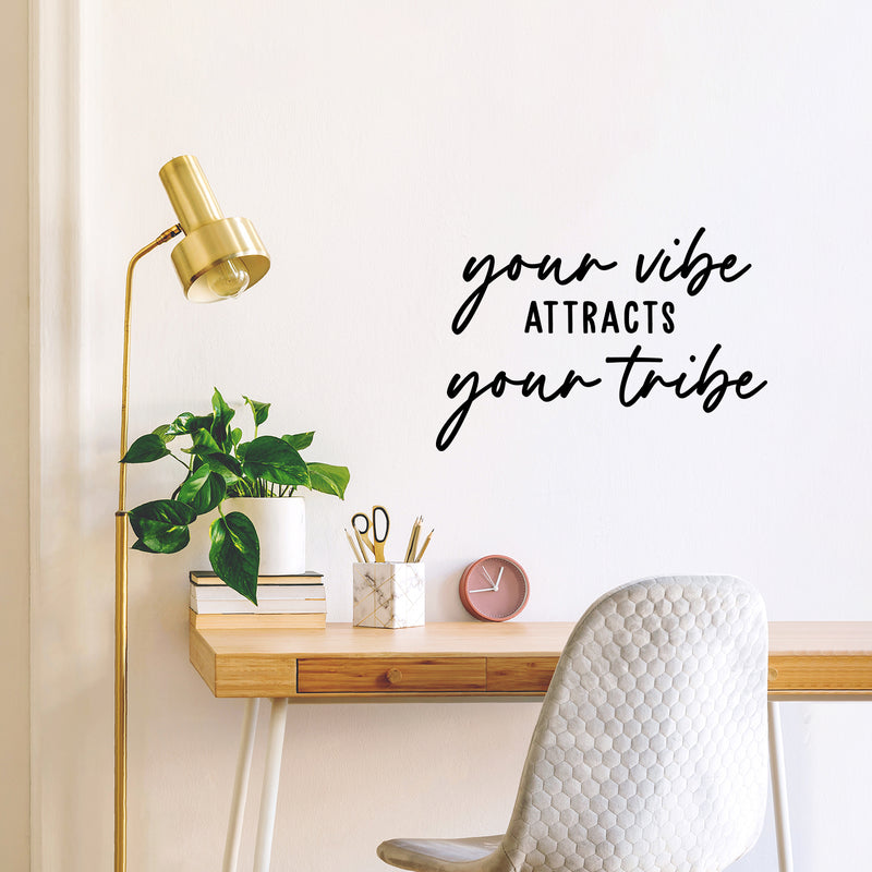 Vinyl Wall Art Decal - Your Vibe Attracts Your Tribe - 9.5" x 14" - Trendy Peaceful Inspirational Good Vibes Quote Sticker For Home Office Bedroom Closet Living Room Decor 3