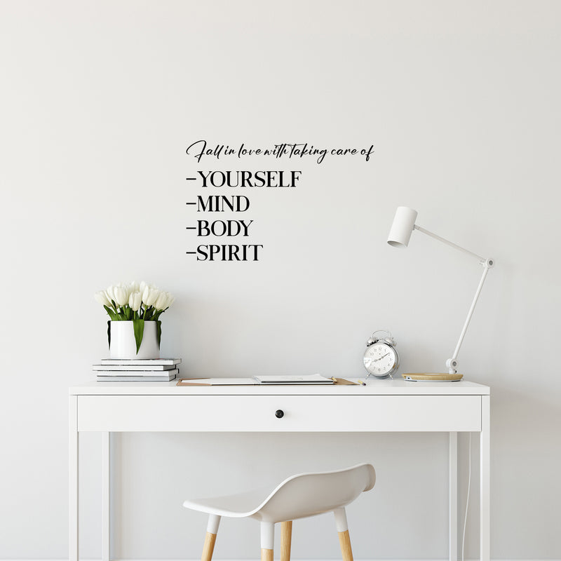 Vinyl Wall Art Decal - Fall In Love With Taking Care Of Yourself - 16" x 25" -  Motivational Self Love Quote Sticker For Home Office Therapy Bedroom Decor 2