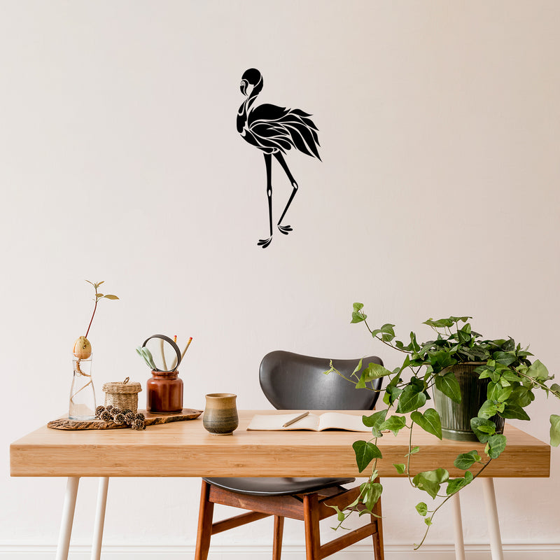 Vinyl Wall Art Decal - Flamingo - 26" x 12.5" - Trendy Figure Minimalist Animal Design Sticker For Home Bedroom Mirror Living Room Work Office Window Decor 2