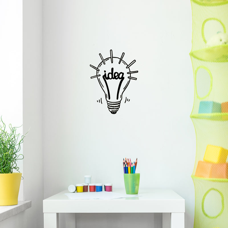 Vinyl Wall Art Decal - Idea Bulb Light - Trendy Creative Desgin Design Sticker For Children Bedroom Home Baby Nursery Daycare Kids Room Decor 2