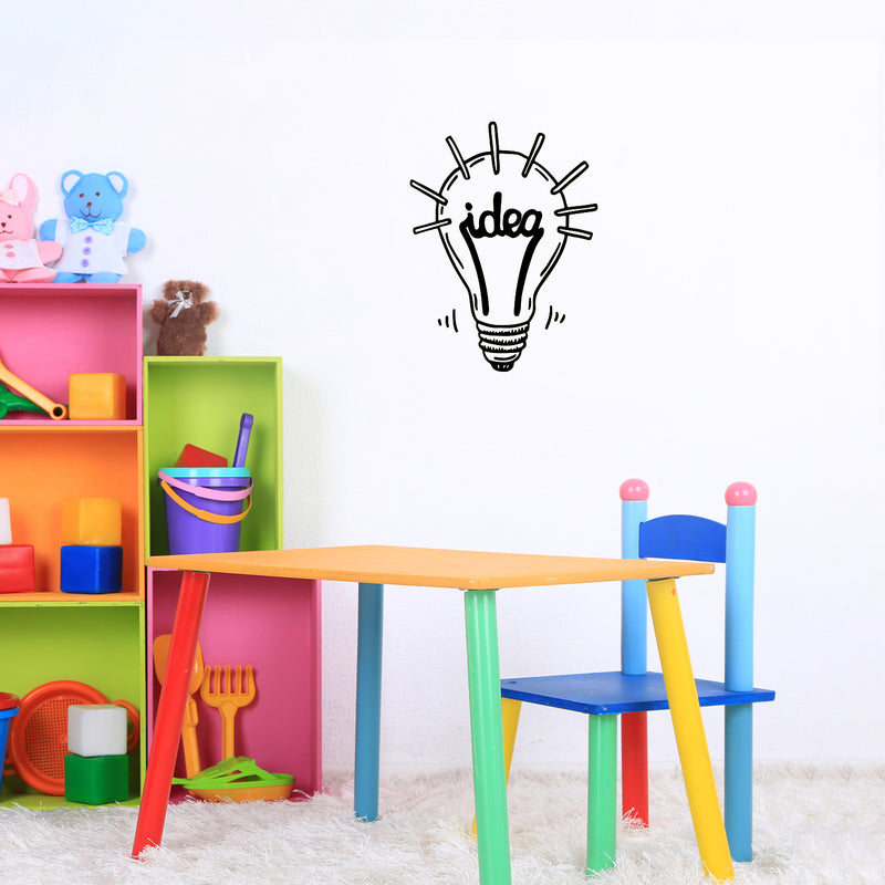 Vinyl Wall Art Decal - Idea Bulb Light - Trendy Creative Desgin Design Sticker For Children Bedroom Home Baby Nursery Daycare Kids Room Decor 3