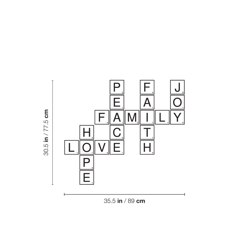 Vinyl Wall Art Decal - Family Love Joy Crossword - 35. - Trendy Cute Inspirational Quote Sticker For Family Home Office Couple Bedroom Living Room Entryway Decor 4