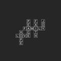 Vinyl Wall Art Decal - Family Love Joy Crossword - 35.5" x 30.5" - Trendy Cute Inspirational Quote Sticker For Family Home Office Couple Bedroom Living Room Entryway Decor 1