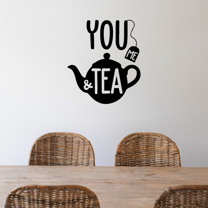 Vinyl Wall Art Decal - You Me And Tea - 13" x 15" - Trendy Funny Caffeine Quote Sticker For Home Living Room Dinner Kitchen Office Coffee Shop Restaurant Storefront Decor 2