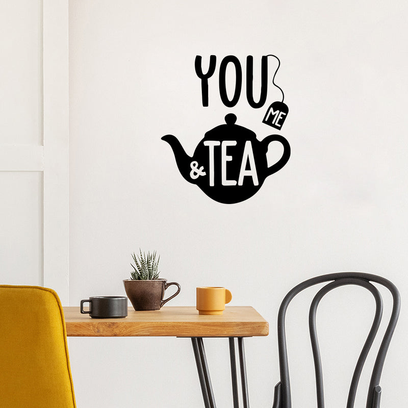 Vinyl Wall Art Decal - You Me And Tea - 13" x 15" - Trendy Funny Caffeine Quote Sticker For Home Living Room Dinner Kitchen Office Coffee Shop Restaurant Storefront Decor 3