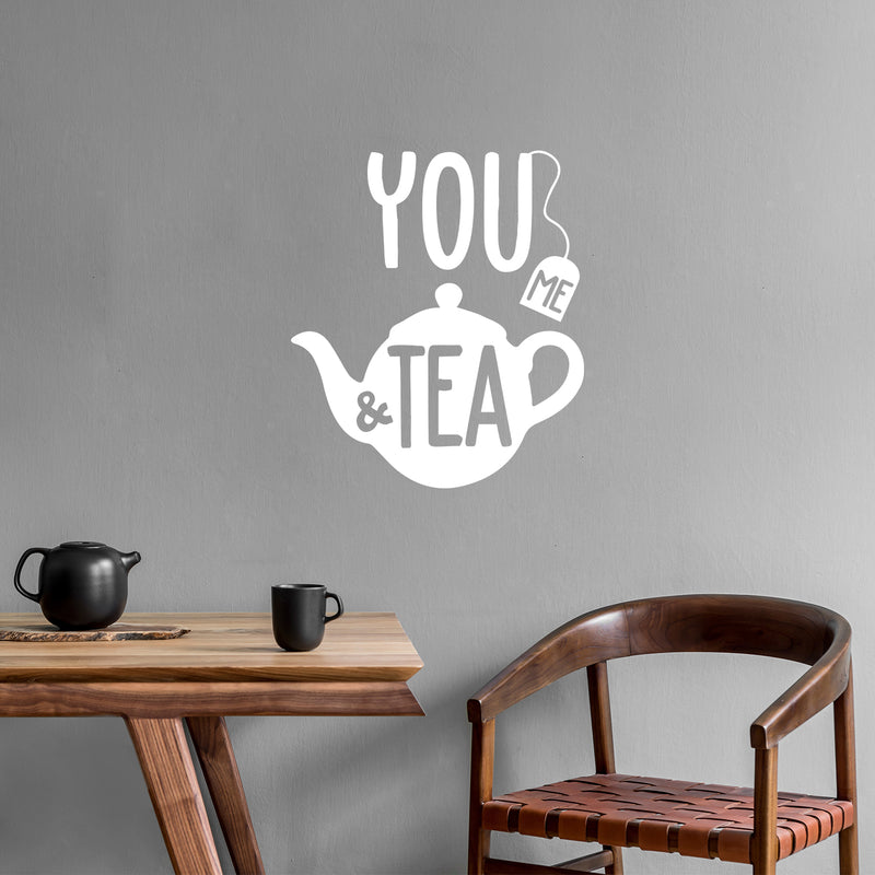 Vinyl Wall Art Decal - You Me And Tea - 13" x 15" - Trendy Funny Caffeine Quote Sticker For Home Living Room Dinner Kitchen Office Coffee Shop Restaurant Storefront Decor 3