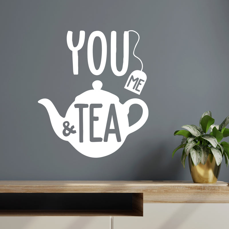 Vinyl Wall Art Decal - You Me And Tea - 13" x 15" - Trendy Funny Caffeine Quote Sticker For Home Living Room Dinner Kitchen Office Coffee Shop Restaurant Storefront Decor 2