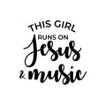 Vinyl Wall Art Decal - This Girl Runs On Jesus & Music - Modern Spiritual Lovely Inspiring Quote Sticker For Home Bedroom Living Room Coffee Shop Religious Center Decor 1