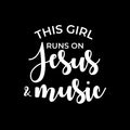 Vinyl Wall Art Decal - This Girl Runs On Jesus & Music - 15" x 16" - Modern Spiritual Lovely Inspiring Quote Sticker For Home Bedroom Living Room Coffee Shop Religious Center Decor 1