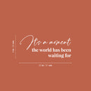 Vinyl Wall Art Decal - It's A Moment The World Has Been Waiting For - 9" x 20" - Modern Lovely Inspirational Life Quote Sticker For Home Bedroom Closet Living Room Office Coffee Shop Decor 4