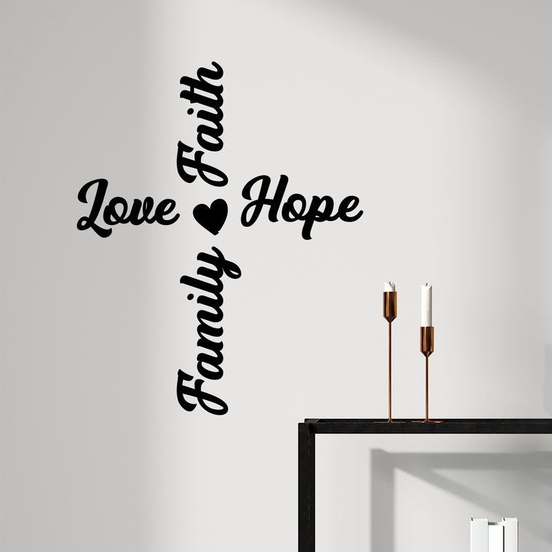 Vinyl Wall Art Decal - Family Love Hope Faith - 17" x 14" - Trendy Lovely Inspiring Positive Quote Sticker For Home Bedroom Family Room Playroom Kindergarten Classroom Coffee Shop Decor 2