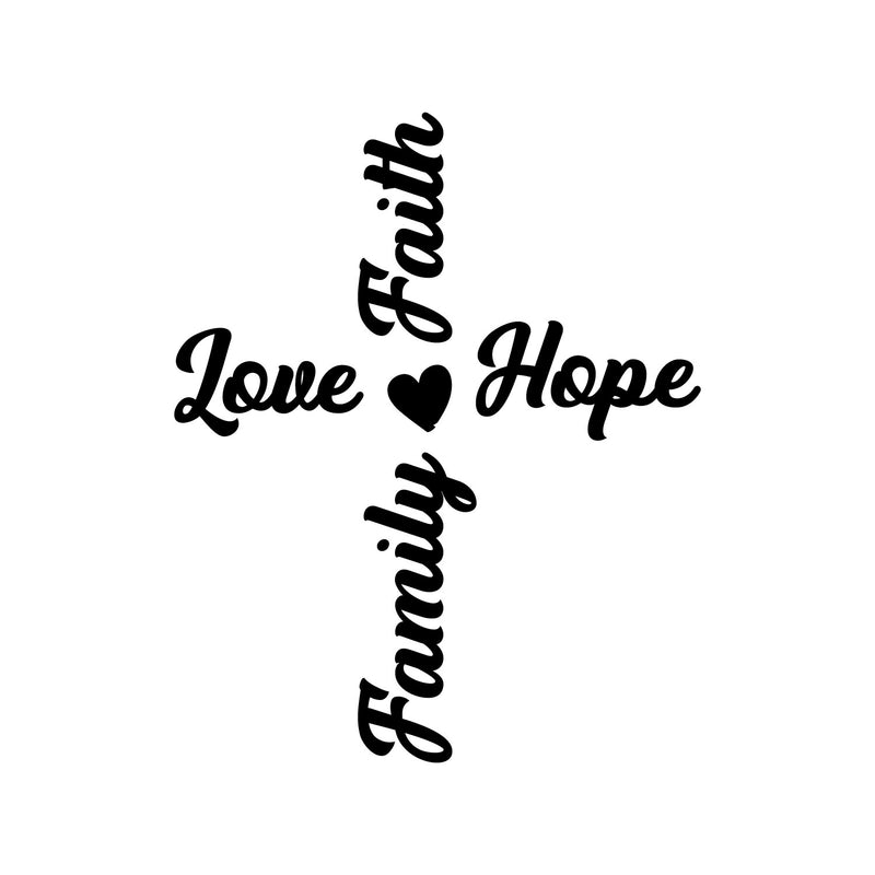Vinyl Wall Art Decal - Family Love Hope Faith - 17" x 14" - Trendy Lovely Inspiring Positive Quote Sticker For Home Bedroom Family Room Playroom Kindergarten Classroom Coffee Shop Decor 1