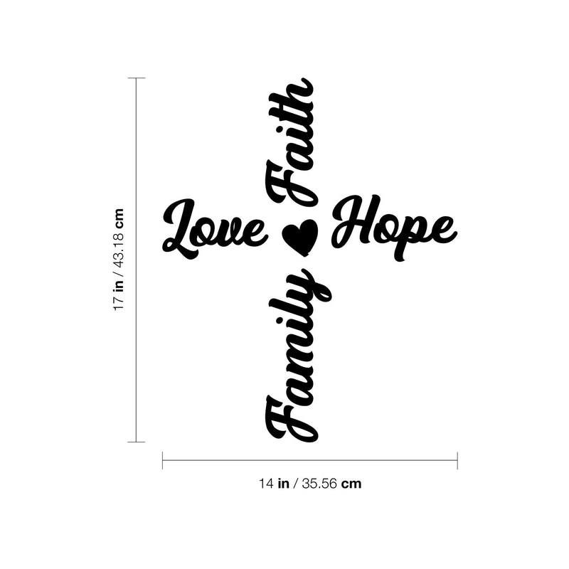 Vinyl Wall Art Decal - Family Love Hope Faith - 17" x 14" - Trendy Lovely Inspiring Positive Quote Sticker For Home Bedroom Family Room Playroom Kindergarten Classroom Coffee Shop Decor 4