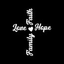 Vinyl Wall Art Decal - Family Love Hope Faith - 17" x 14" - Trendy Lovely Inspiring Positive Quote Sticker For Home Bedroom Family Room Playroom Kindergarten Classroom Coffee Shop Decor 1