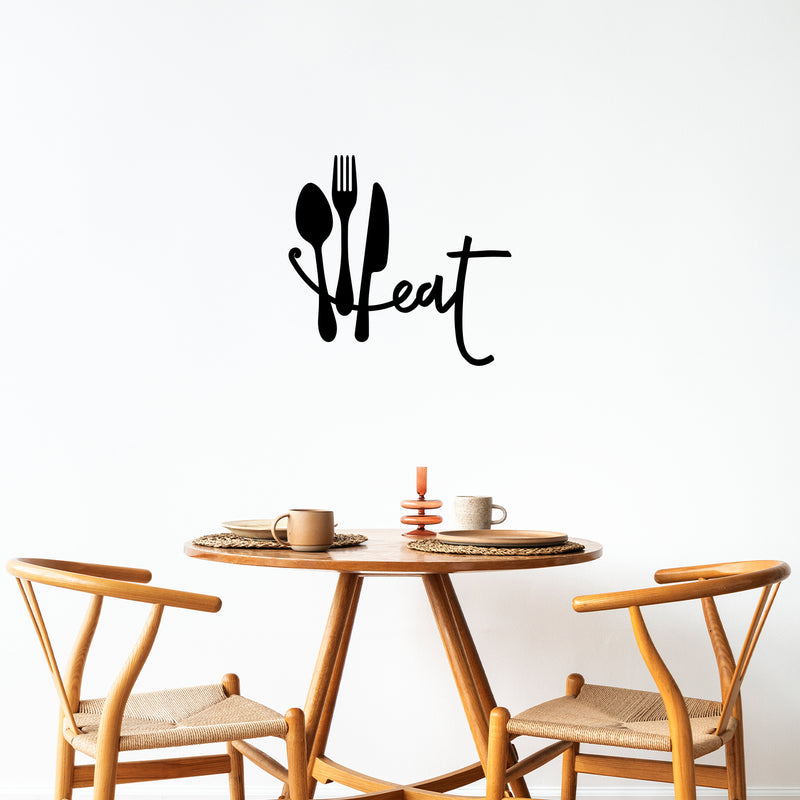 Vinyl Wall Art Decal - Fork Knife Spoon - 15. - Trendy Lovely Funny Food Design Sticker For Home Living Room Kitchen Dining Room Restaurant Coffee Shop Bakery Storefront Decor 3