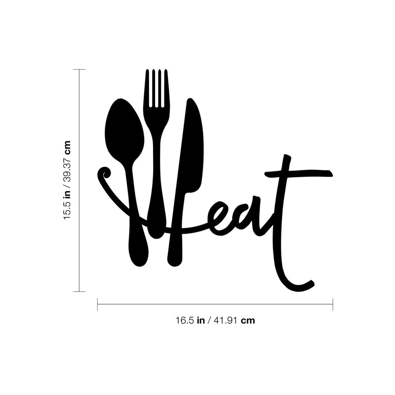 Vinyl Wall Art Decal - Fork Knife Spoon - 15.5" x 16.5" - Trendy Lovely Funny Food Design Sticker For Home Living Room Kitchen Dining Room Restaurant Coffee Shop Bakery Storefront Decor 4
