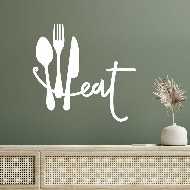 Vinyl Wall Art Decal - Fork Knife Spoon - 15. - Trendy Lovely Funny Food Design Sticker For Home Living Room Kitchen Dining Room Restaurant Coffee Shop Bakery Storefront Decor 5