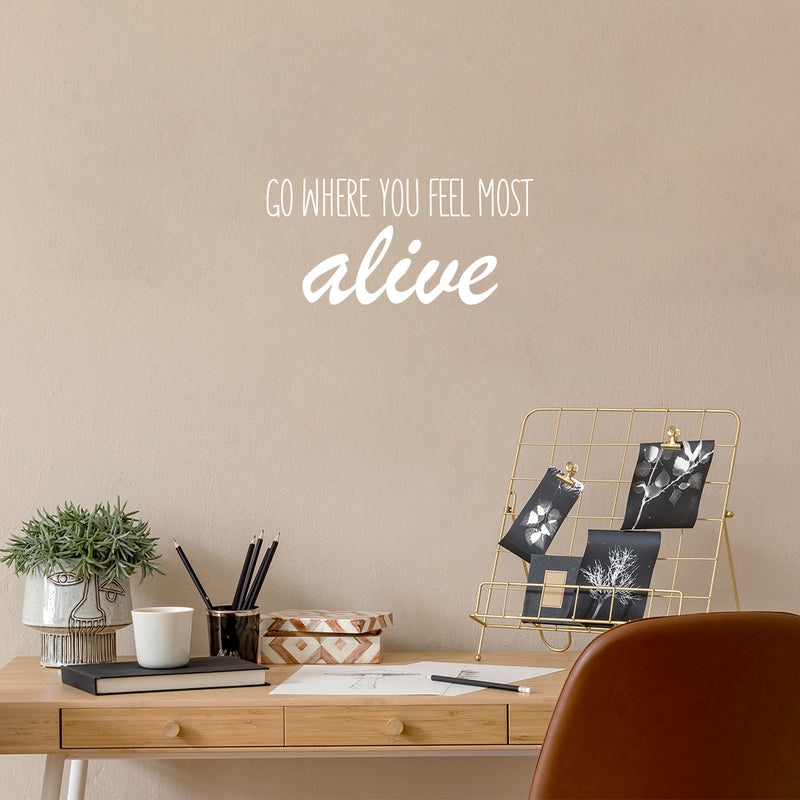 Vinyl Wall Art Decal - Go Where You Feel Most Alive - - Modern Inspirational Life Quote Positive Sticker For Home Bedroom Closet Living Room Coffee Shop Work Office Decor 5