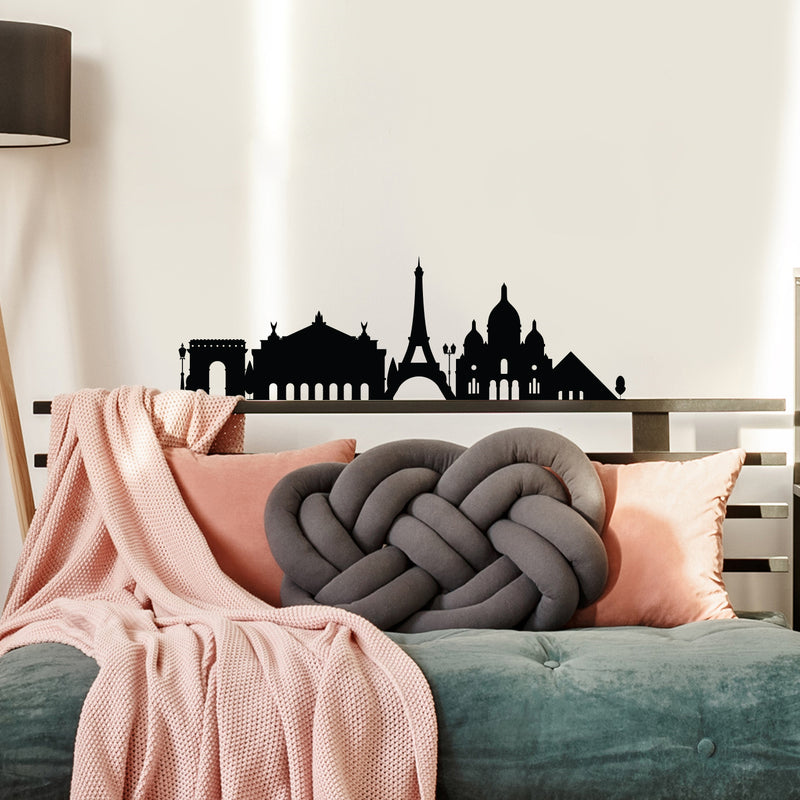 Vinyl Wall Art Decal - Paris Silhouette - - Trendy Sticker French City Minimal Design For Home Bedroom Living Room Work Office Arc de Triomphe Le Louvre Shape Store Decor 2