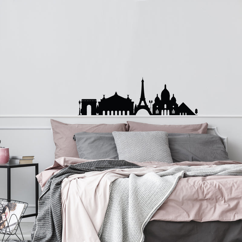 Vinyl Wall Art Decal - Paris Silhouette - - Trendy Sticker French City Minimal Design For Home Bedroom Living Room Work Office Arc de Triomphe Le Louvre Shape Store Decor 3