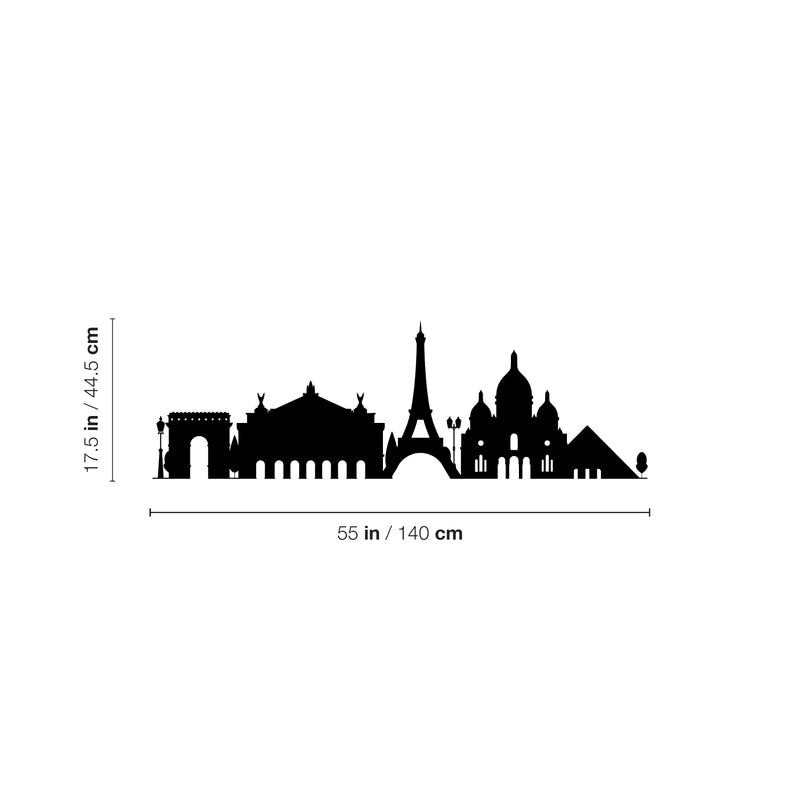 Vinyl Wall Art Decal - Paris Silhouette - - Trendy Sticker French City Minimal Design For Home Bedroom Living Room Work Office Arc de Triomphe Le Louvre Shape Store Decor 4