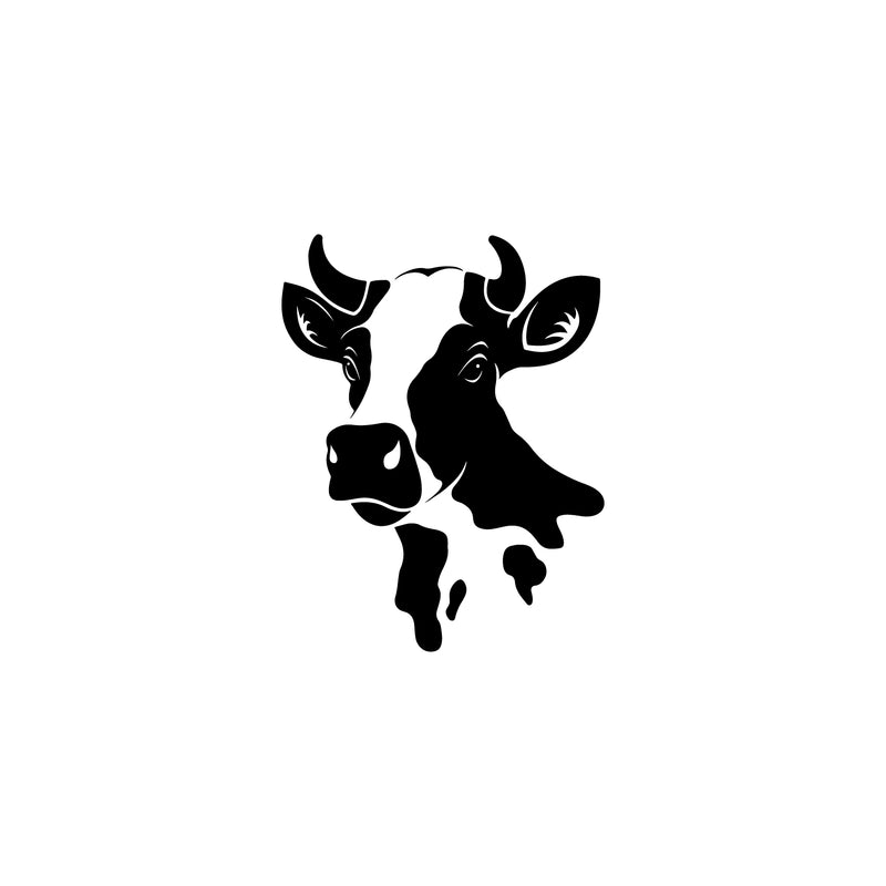 Vinyl Wall Art Decal - Cow Head - 22" X 17" - Trendy Cute Farm Animal Design For Home Office Living Room Kitchen Dining Room Restaurant Country Style Shape Store Decor 1