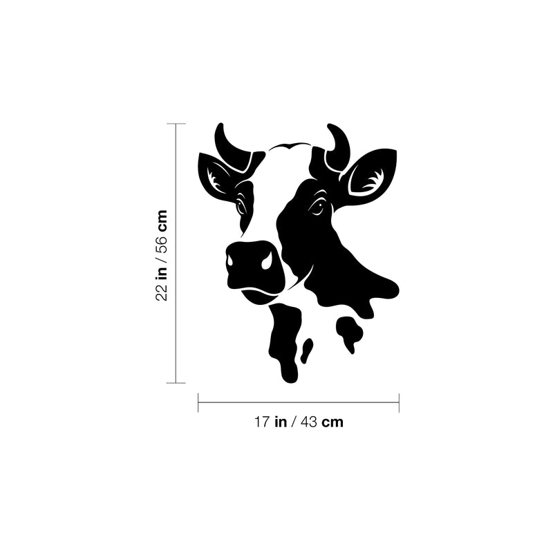 Vinyl Wall Art Decal - Cow Head - 22" X 17" - Trendy Cute Farm Animal Design For Home Office Living Room Kitchen Dining Room Restaurant Country Style Shape Store Decor 4