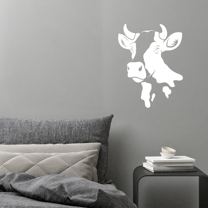 Vinyl Wall Art Decal - Cow Head - 22" X 17" - Trendy Cute Farm Animal Design For Home Office Living Room Kitchen Dining Room Restaurant Country Style Shape Store Decor 2